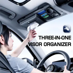 Multi-Functional Car Sunshade Leather Organizer, Car Sunglasses Holder, Card Storage, Interior Accessories, Essential Car Decor