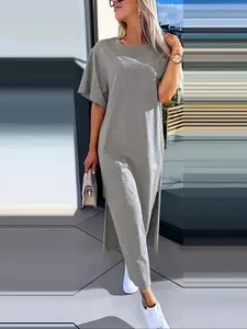 Women's Plain Dress Spring Summer Casual Fashion, Comfortable & Stylish Daily Wear, Perfect for Everyday