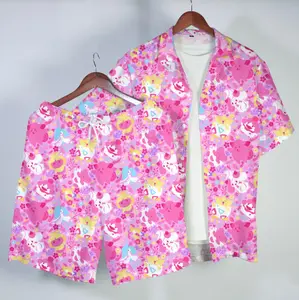 2026 Hawaiian Sets PKM [FREESHIP] Toge Hawaiian Shirt Tropical Button Up Shirt Summer Beach Short Pink Floral Fantasy Pattern Matching Set Shirt Gifts Anime PKM Aloha Latias Latios Hawaiian Shirt