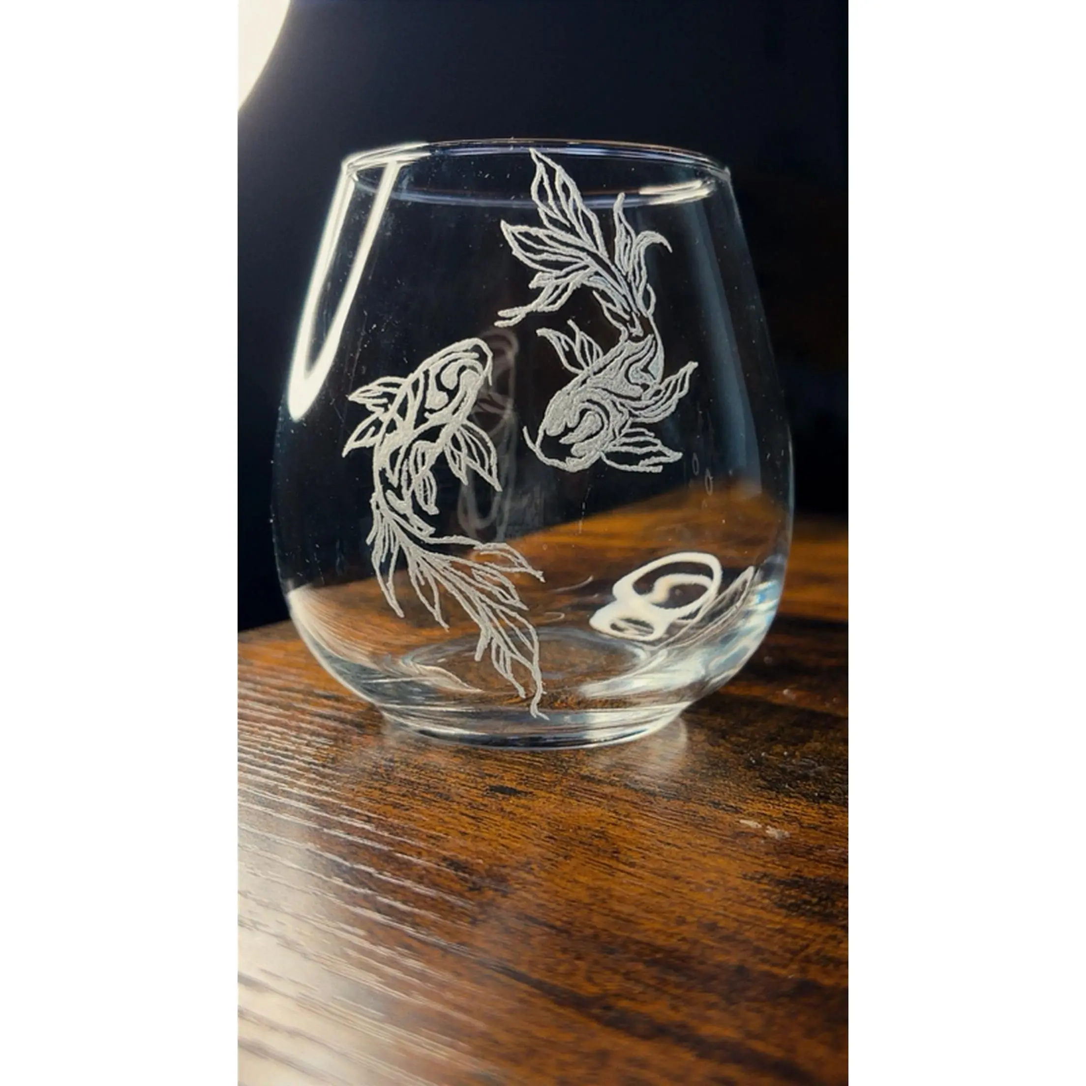 Two Sets of Wine Glasses for $35 - Decorative Fish Design
