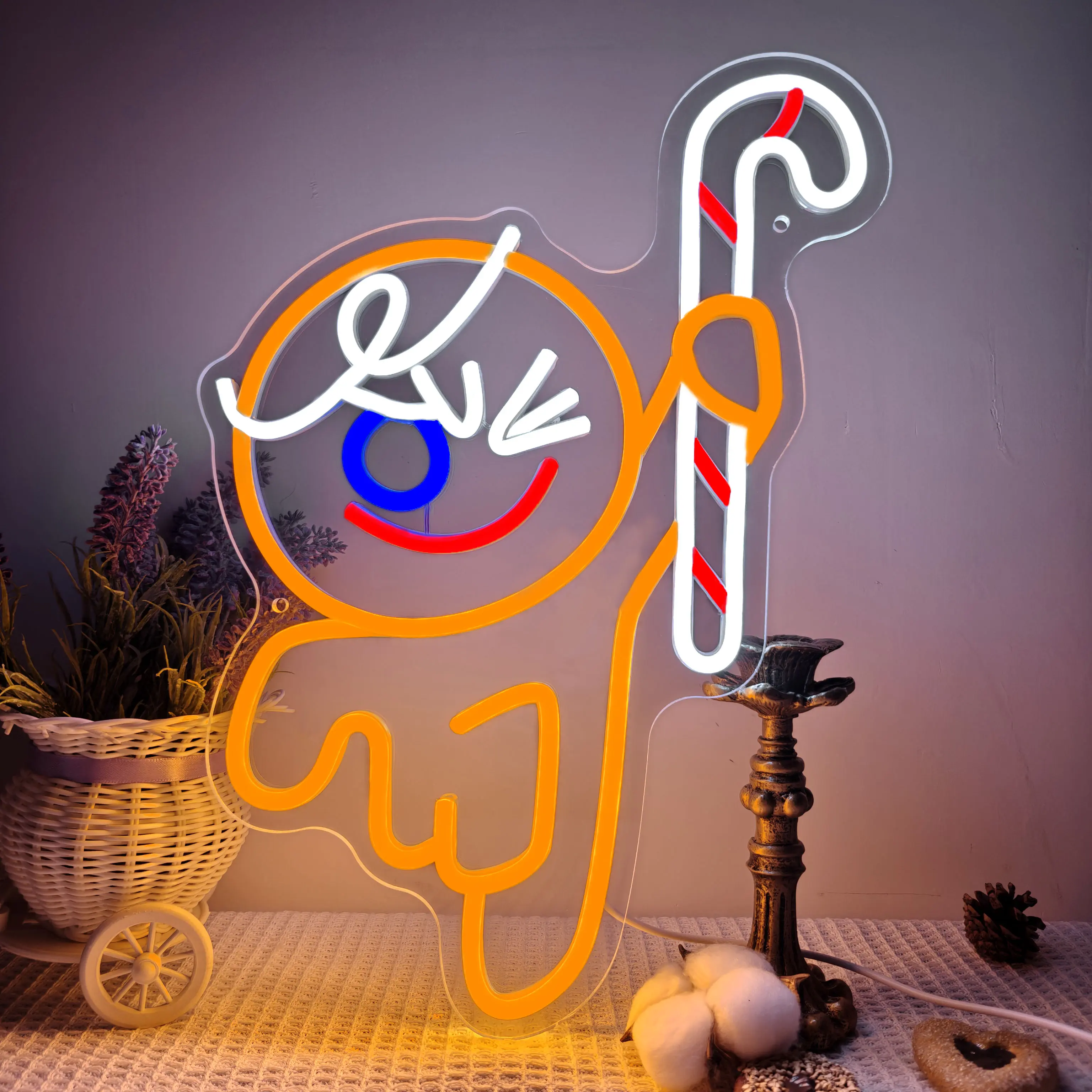 Brave Cookie Neon Sign, Gingerbread Man Neon Light, Game Cookie-Run Kingd0m Led Signs for Wall Decor, Window, Kidroom, Christmas Party Decor, XMAS Gift 12.59*14.72inches