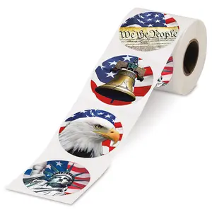 Current America Rolled Stickers, Set of 252 Stickers, 4 Designs 1.75" Diameter, Printed in the USA, Great for parties, cards, stationary, and more