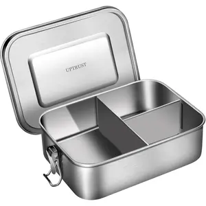 Leak Proof Stainless Steel Bento Container for Lunch,Bento Lunch Box for Kids or Adults, 3 Compartment Packing Box for Meal Fruit Snack (40OZ/1200ML)