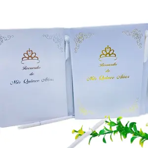 Quincenara guess book, gold and silver