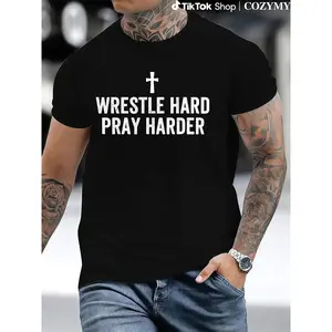 [100% Cotton]Christian Wrestling, Wrestle Hard, Christian Wrestling T-Shirt