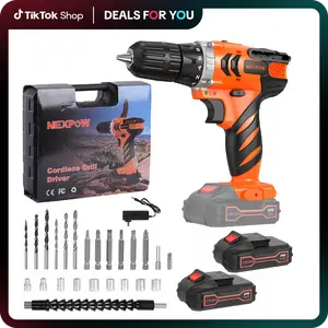 Cordless Drill Set - Nexpow 24V Lithium-ion, 18+1 Torque Settings, 2 Variable Speeds, 24pcs Drill Bits/Screws, Orange