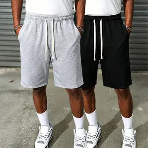 2-pack drawstring shorts with elastic waistband, mid-length shorts; casual trendy shorts; tie-waist shorts; elastic waistband shorts; suitable for running and sports.