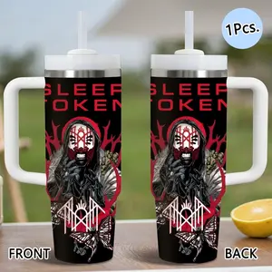 Band S-Sleep Token Vacuum Flasks 40oz Stainless Steel Vacuum Insulated Tumbler with Handle & Straw | Leak-Resistant Travel Mug | Long-Lasting Cold Drinks | Iced Coffee & Water Cup for Office, Gym & Travel Insulated Bottle Insulated Travel Drinkware