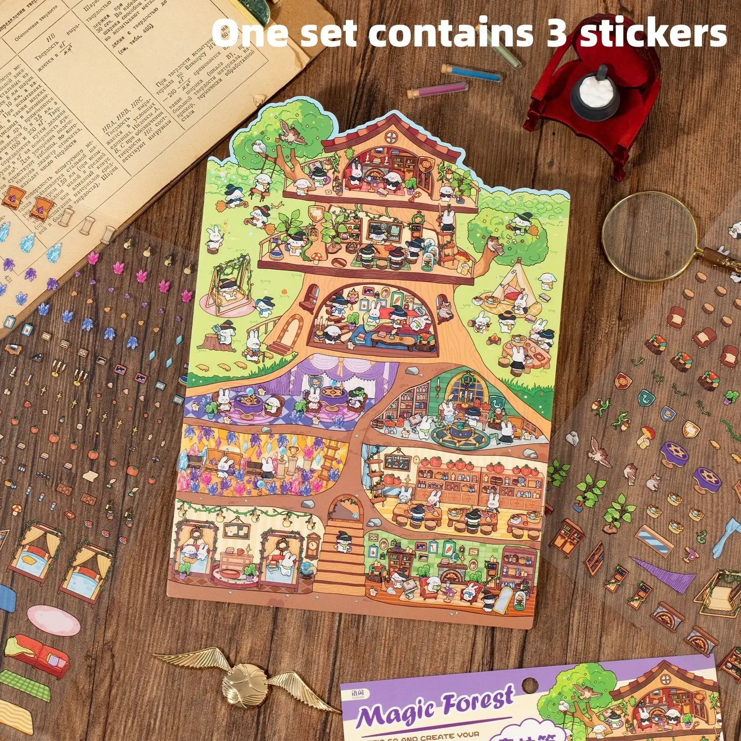 3D Micro World Building Block Sticker, 3 Counts/set DIY Miniature World Sticker, Scrapbook & Journal Making Material, Birthday Gift, Scrapbook Materials