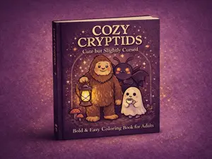 Cryptid Cuties: Bold & Easy Coloring Book for Kids and Adults: Cute Bigfoot, Mothman, Dragons & Friendly Monsters | Simple Designs for Relaxation, Stress Relief & Creative Fun