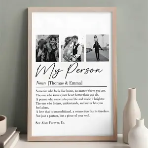 My Person Custom Photo Poster, Romantic Minimalist Definition Print, Personalized Couple Wall Art for Anniversary & Valentine’s Day