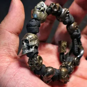 Black Friday HalloweenHot selling skull bracelet Easter Halloween parachute rope hand-woven gothic retro style bracelet