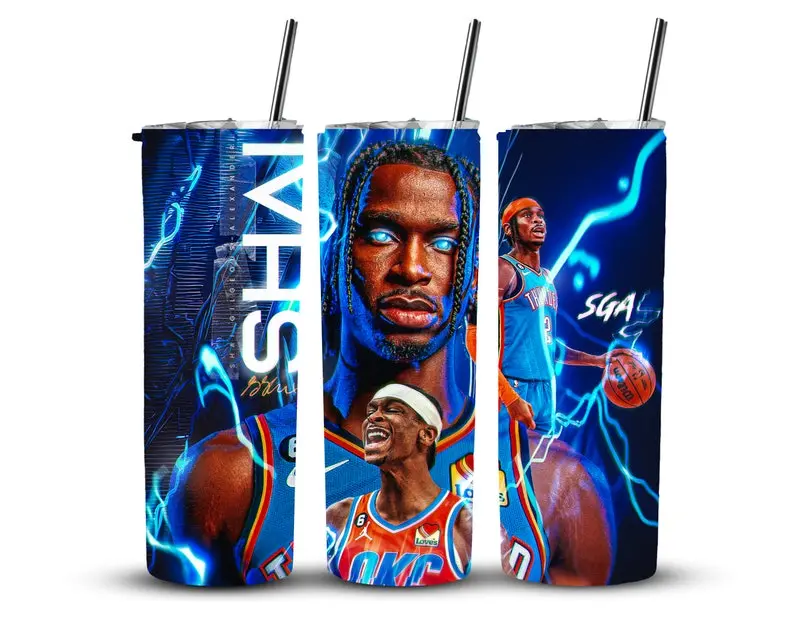 Shai Gilgeous-Alexander Football Tumbler 20oz skinny and tampered  Tumbler, full tumbler wrap