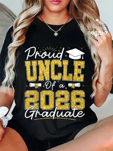 100% Cotton Proud Uncle of A 2026 Graduate Senior 2026 Grad Family T-Shirt