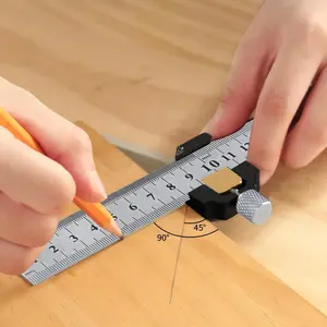 Adjustable Steel Ruler Positioning Block, 45-90 Degree Marking Gauge Line Scriber Fixed Position Measuring Tool, Combination Square