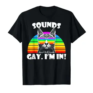 Sounds Gay I'm In Rainbow Cat Gay Pride T-Shirt for Men Women Kids Funny Graphic Tees