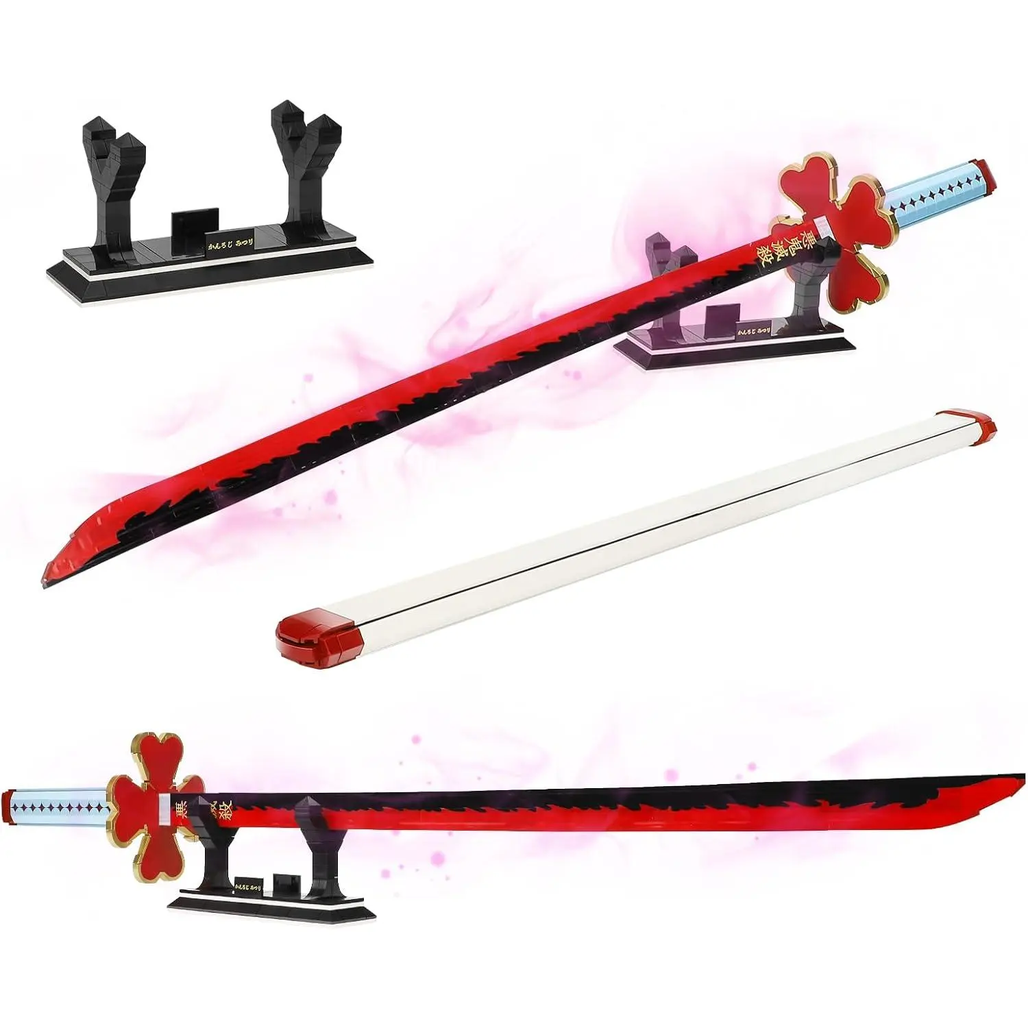 Demon Slayer Kanroji Mitsuri DIY Model Kit - 780-Piece ABS Plastic Building Blocks, 39in Pink Nichirin Katana Cosplay Toy with Display Stand, Anime Figure Collectible Gift for Girls