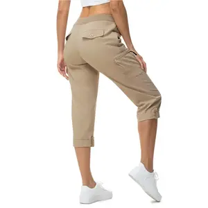 YSENTO Womens Cargo Capris with Pockets Lightweight Hiking Capris Pants Quick Dry Casual Cropped Pants Summer Trip Cotton