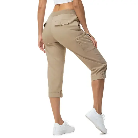 YSENTO Womens Cargo Capris with Pockets Lightweight Hiking Capris Pants Quick Dry Casual Cropped Pants Summer Trip Cotton