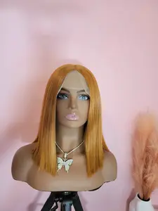 Ginger 12 Inch Bob Wig with T-Part Synthetic Lace Front & Blunt Cut Middle Part for Trendy Vibe