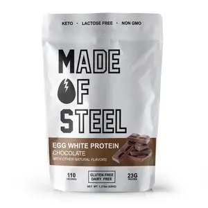 Made of Steel Chocolate Egg White Protein - 23g Protein, 0g Sugar, Gluten Free, GMO Free, Dairy Free, Protein, Keto Healthcare Fitness Supplement Powder protein powder