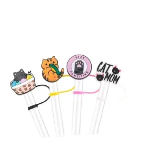 1 Piece Cat Vibes Straw Topper