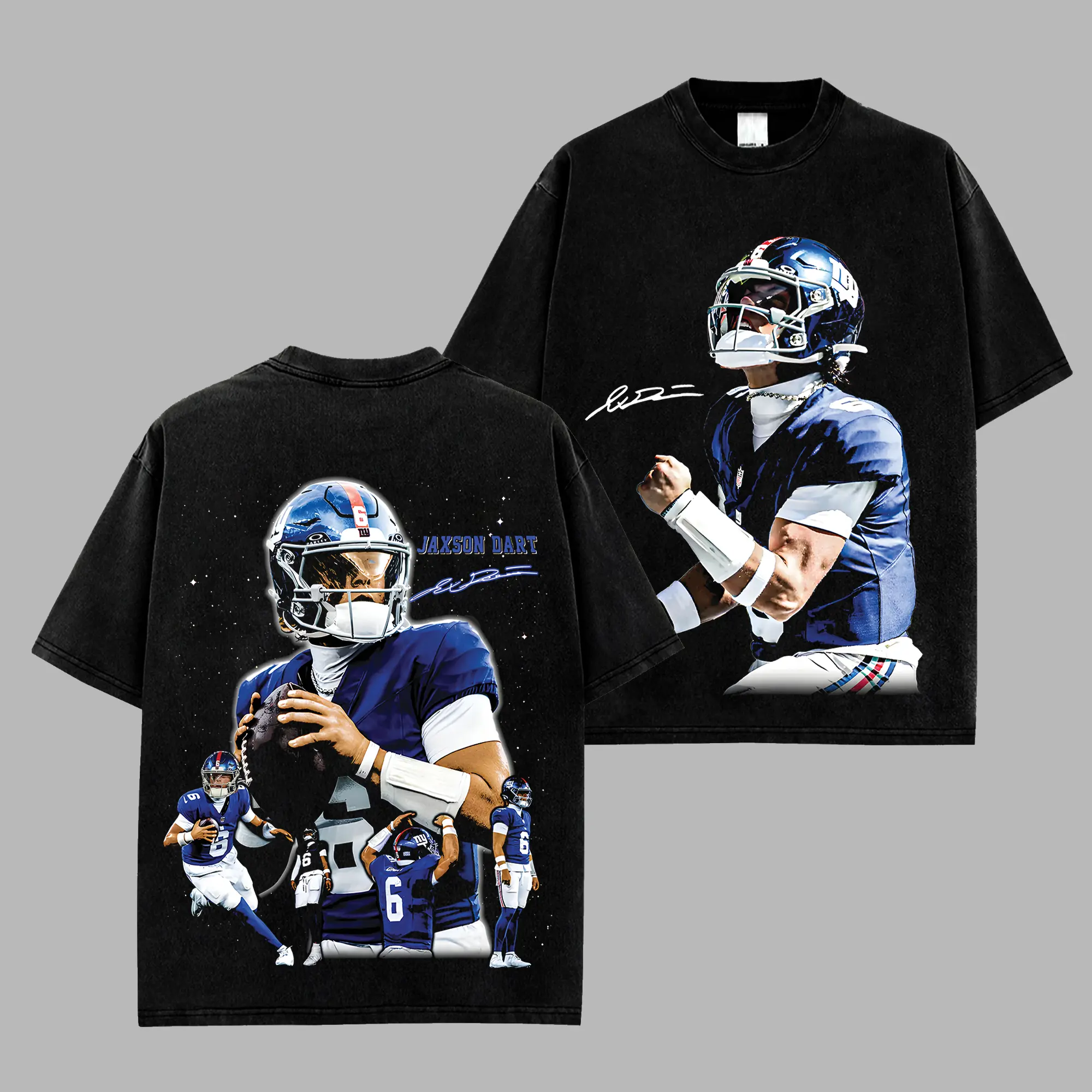 [RedZoneStyle] Jaxson Dart Giants Nation Game Day Retro Unisex 100% Heavyweight Cotton T-Shirt – Jaxson Dart Fans Shirt, Giants Nation Graphic Football Shirt, Game Day Outfits, Gift For Football Fans
