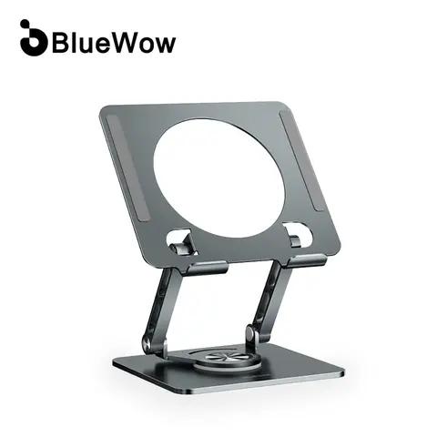 BlueWow Stainless Steel Alloy Tablet Mount Stand Pro - Adjustable Mobile/Computer Accessories Holder, Charging & Cooling, Durable Hands-Free 360° Angle Control, 5-13 in Fit, Travel Accessory for Streamers, Gaming
