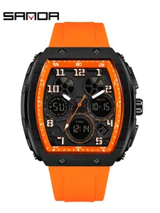 Trendy Digital Sports Watch for Men, Waterproof Silicone Band, Multifunctional Alarm Clock Stopwatch, Best-Selling Electronic Timepiece, Fashionable Waterproof Watch