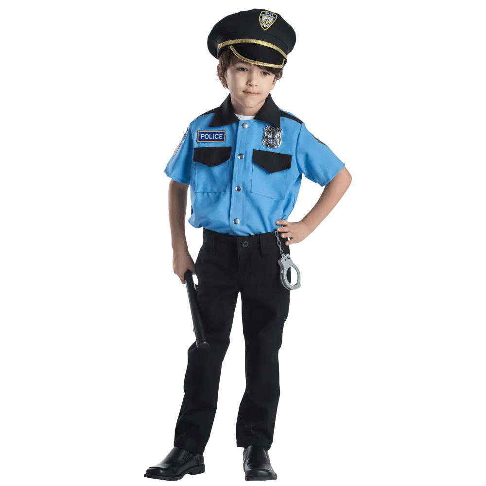 Police Role Play Costume Set For Kids | Pretend Play Policeman Costume Set with Half Sleeve Shirt & Caps - Perfect Gift For Birthday, Christmas & Halloween