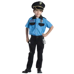 Police Role Play Costume Set For Kids | Pretend Play Policeman Costume Set with Half Sleeve Shirt & Caps - Perfect Gift For Birthday, Christmas & Halloween