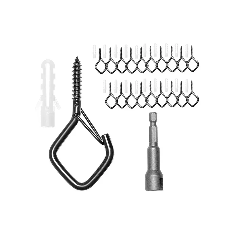 【toolupgrade】VEVOR Locking Q-Hanger Hangable Bolt-On Decorative Hardware Hooks & Rails, 20-Piece 2.17in Rust-Resistant Ultra Strong Metal Screw Hooks, 40lb Heavy Duty with Security Buckle, Easy Hand Installation for Hang Pots & Lights