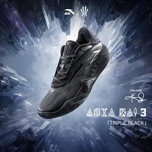 ANTA MEN KAI 3 Triple Black Kyrie Irving Basketball Shoes Rebound Cushioning High Performance