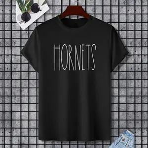 Hornets School Spirit Team Mascot Teacher Gift T-Shirt for Men Women, 100% Cotton, Single Side Printed, Black Short Sleeve T-shirt, Gift for Family Friends, S-XXXL, 1 pc, Fabric Weight 180g