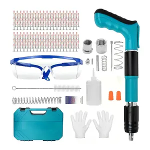Concrete Nail Gun Kits with 50pcs Nails,Concrete Walls, Pipe Clamp Fixing Water Pipe, Household Nail Gun Tools 5 Speed Adjustable Portable Cordless Nail Gun for Red Brick Walls