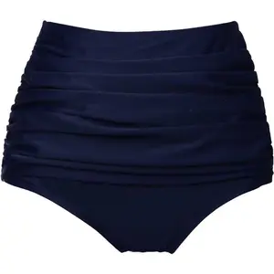 Women's High Waisted Full Coverage Bikini Bottom Ruched Bathing Suit Bottoms for Women Tummy Control Swim Bottoms