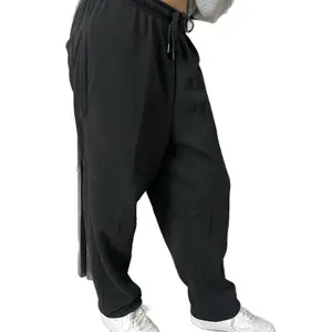 Unisex Casual Sweatpants- Cotton & Polyester, Random Print, Slight Stretch, Pockets, Regular Size, Suitable for All Seasons - elastic waist and drawstrings