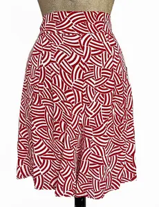 Red Deco Waves High Waist Retro Shorts