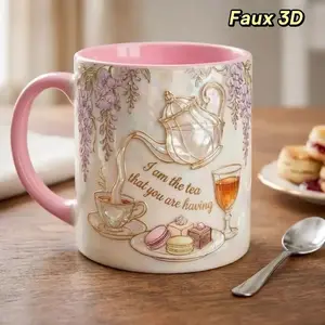 I Am The Tea That You Are Having Faux 3D Mug, Bookish Tea Lover Mug, Romance Reader Gift, BookTok Inspired Coffee Cup