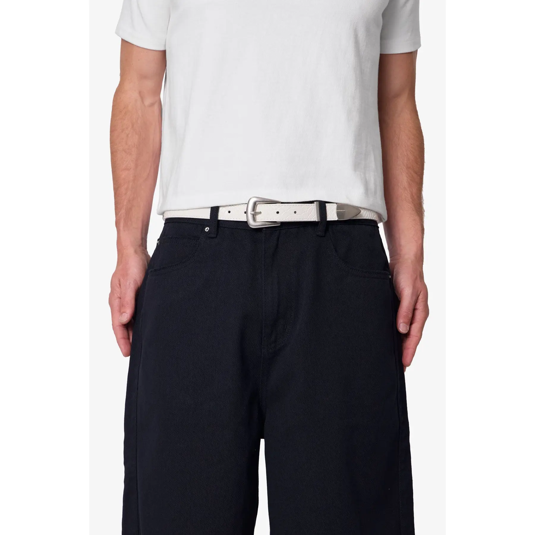 mnml Embossed Scale Belt - Off White