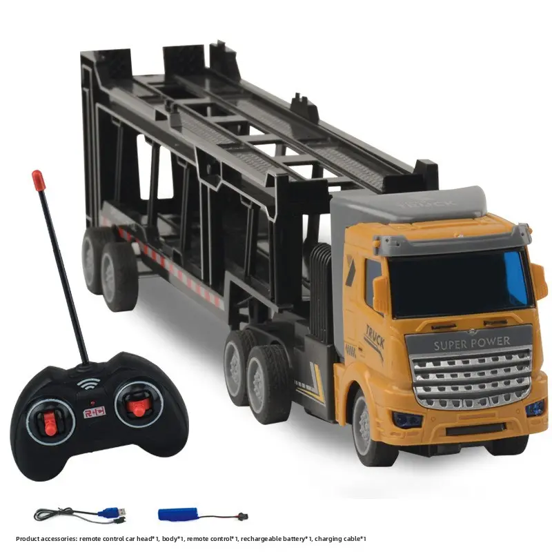 Boys' Rechargeable Wireless RC Construction Toy Set - Electric 5-Way Charging Kit, 1:24 6-Function Sound & Light Model, 1:30 Fire Sprinkler Truck, 1:32 Black Crane & 1:32 Excavator, 1:48 Red Engineering Trailer, Rechargeable Battery for Boys' Toy Play