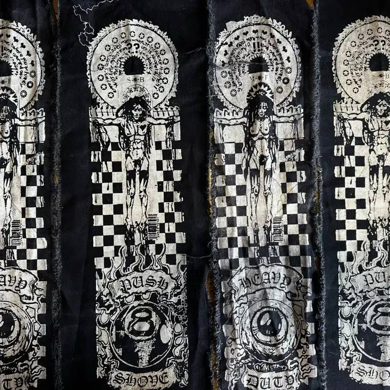 Screen Printed Patch Set with Unique Checkerboard Design and Iconic Symbolic Elements for Custom Projects