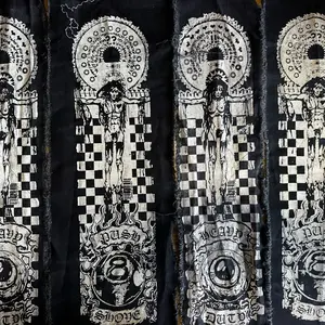 Screen Printed Patch Set with Unique Checkerboard Design and Iconic Symbolic Elements for Custom Projects