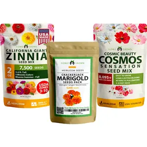 Marigold, Zinnia, Cosmos Flower Variety Pack Bundle - Over 21,000 Seeds - Chaos or Cut Flower Garden