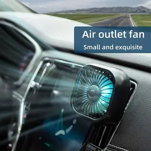 Car fan, Car Air Outlet Cooling Fan Adjustment Powerful USB Light with Colorful Lights CreativeMulti-function Mini Car Interior Fan Cooler Adjustable Car Fan