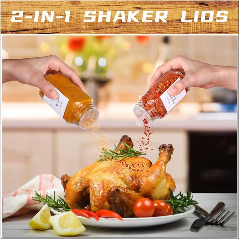 24Pcs Glass Spice Jars with Bamboo Lids & Labels, Airtight Seasoning Containers Set, Kitchen Spice Organizer for Herbs, Salt, Pepper & Seasoning Storage