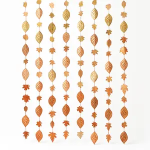 Elegant Metallic Leaves Backdrop for Thanksgiving Celebrations