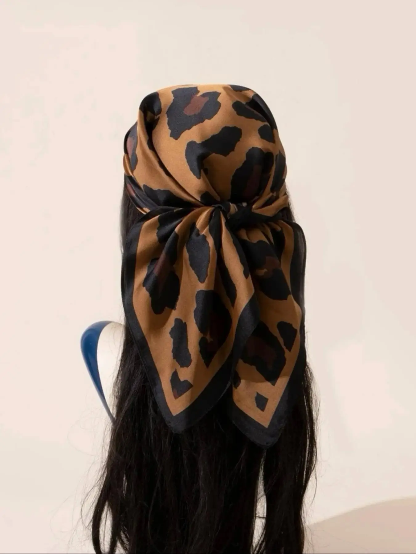 Leopard Print Square Scarf, Fashionable Hair Accessories for Women & Girls, Casual Versatile Scarf for Daily Wear, Scarf Head Wrap