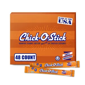 Chick O Stick Peanut Butter Coconut Candy, 48-Count 0.36oz Retro Crunchy Sweet Snack with Sugar