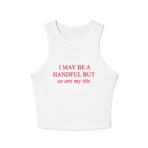 Sassy Womens Cropped Tank Top, A HANDFUL Crewneck Micro Rib Tank Sleeveless Shirt, Aesthetic Unhinged Y2K Casual Breathable Womenswear